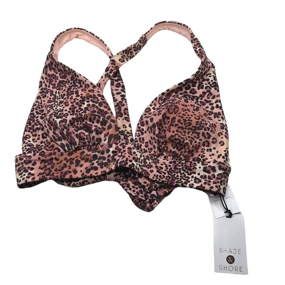 Shade And Shore Women's Sz. Small 4-6 Tall Triangle Bikini Swim Top Animal Print - Picture 1 of 14